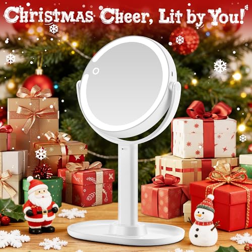 Makeup Mirror with Lights, Double Sided 1x/30x Magnifying Mirror with Light, Rechargeable 3 Color Lights and Adjustable Brightness, 360¡Æ Rotation Detachable Comes with Tweezer(White-30X)