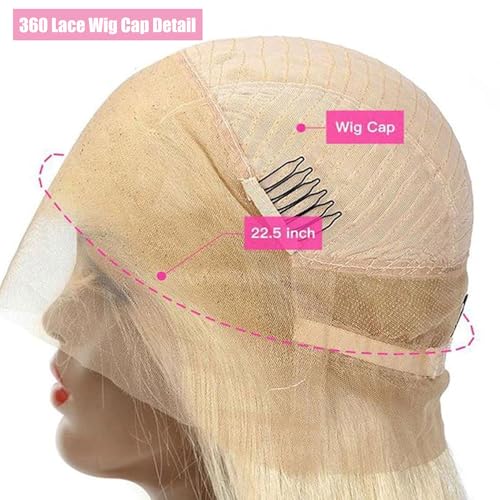 26 Inch Blonde 613 360 Lace Front Wigs Straight Synthetic Hair Pre Plucked with Baby Hair for Black Women