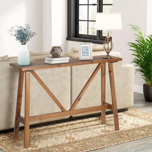 Wnutrees 43" Farmhouse Solid Wood Console Table - Rustic Hallway/Entry Sofa Table