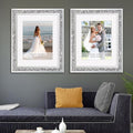ALLARTONLY 16x20 Inch Crushed Diamond Photo Frame Set - Silver Wall Picture Frames with Mat for 11x14 Photos, 2 Pack