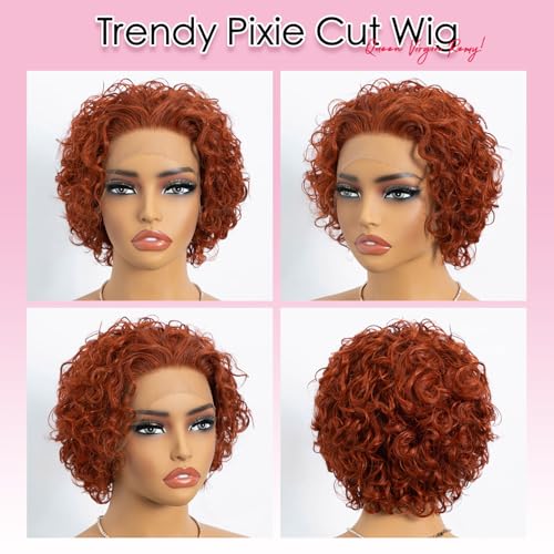 Pixie Cut Curly Lace Front Wig 8in Human Hair Short Afro Style - Variation 350#
