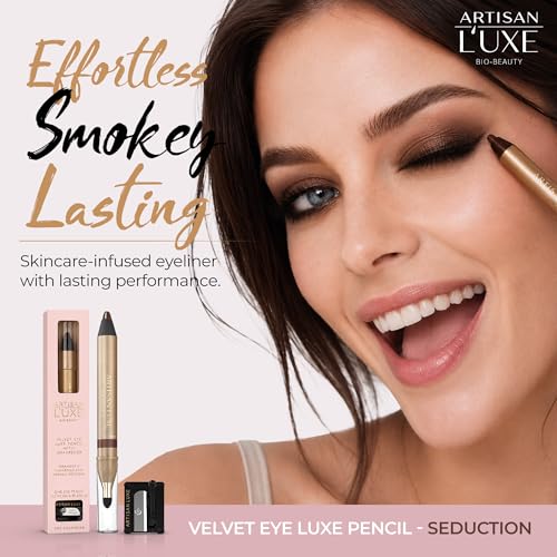 Artisan L'uxe Velvet Jumbo Dark Chocolate Brown Eyeliner with Sharpener - Waterproof Smudge-Proof Makeup Pencil for Smokey Eyes