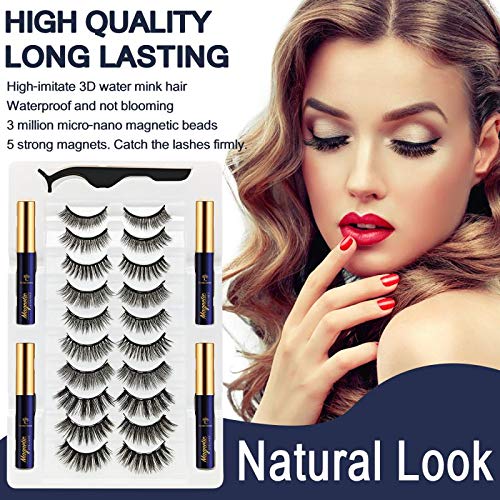 7C SevenCrown 3D Magnetic Eyelashes with Eyeliner Kit – 10 Pairs, Reusable