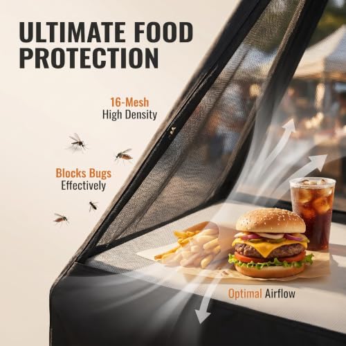 Outdoor Food Tent Sidewalls - Breathable Mesh Canopy Walls with Zipper & Windows, 10x10 ft, No Frame Included