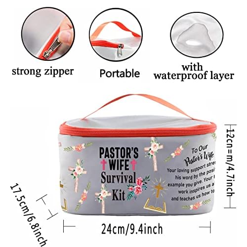 PXTIDY Pastor's Wife Survival Kit Pastor Wife's Makeup Organizer Bag Bible Study Toiletry Case Priest Minister Wife Gift(-LT)