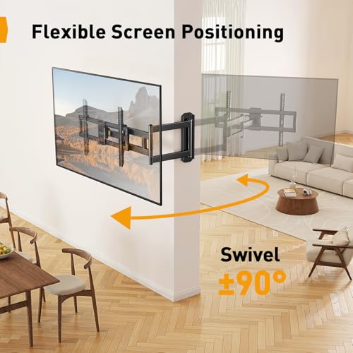 Perlegear Corner TV Wall Mount for 42-84 Inch TVs, Max 600x400mm, Long Arm, Full Motion