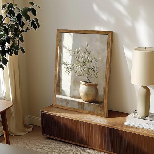 AVECCO Potted Vintage Olive Tree Wall Art Canvas 20x30 Inches - Tree Variation