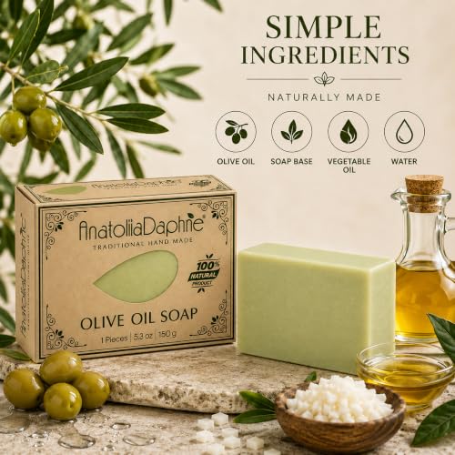 Olive Oil Soap Bar - Handmade 100% Natural & Vegan - Pack of 9 (5.3 oz Each) Variation of THIS listing