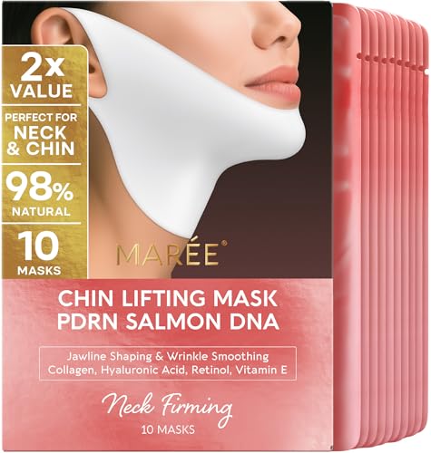 MAREE V Line Lifting Face Mask with Salmon DNA - 10 Pack, Collagen & Retinol