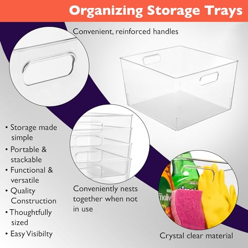 ClearSpace 6 Pack Clear Plastic Storage Bins for Kitchen, Pantry & Fridge