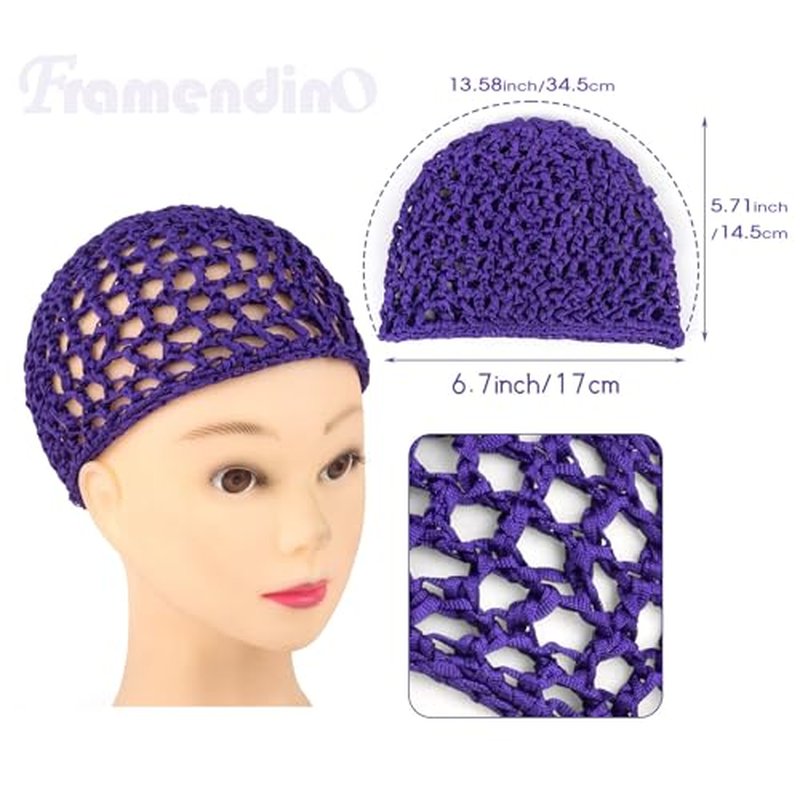 Framendino, Mesh Crochet Hair Net Rayon Knit Snoods Hat Hairnet Snood Cover Ornament for Night Sleeping Hair Accessories