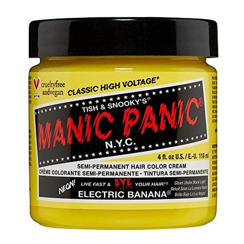 MANIC PANIC Classic Electric Banana Semi Permanent Hair Color - Bright Neon Yellow Hair Dye for Women & Men That Lasts 4-6 Weeks - Vegan, Ammonia & Cruelty-Free - Create & Mix Custom Shades (4oz)