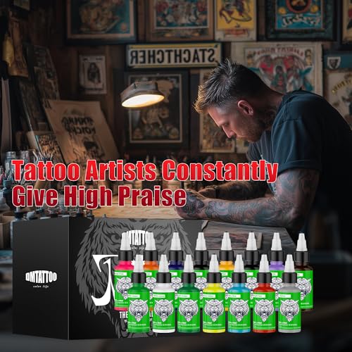 15-Color Tattoo Ink Set for Shading and Outlining - Vibrant, Long-Lasting