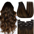 YoungSee 12 Inch Balayage Clip-In Hair Extensions Short Human Hair 85G Dark Brown Variation of THIS listing