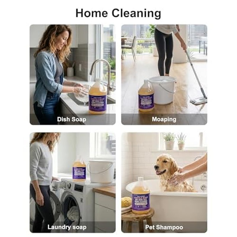 1 Gallon Pure Castile Soap Liquid Lavender, Natural Organic Hand Soap, For Dry Skin, Hand, Face, Body £¦ Home Cleaning, Vegan Hard Water Friendly- 128 fl oz
