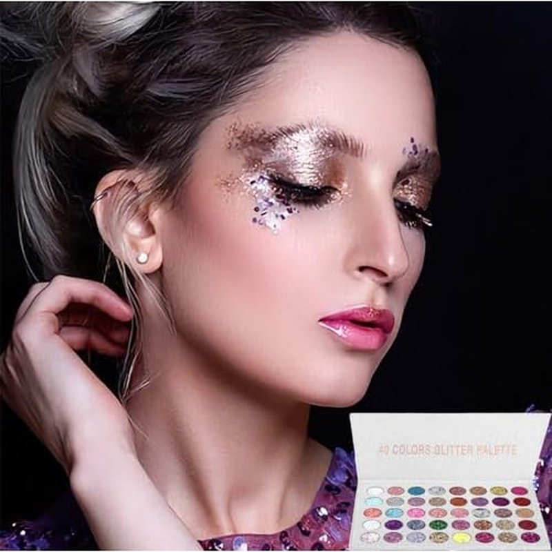 40 Colors Glitter Gel Set - No Glue Needed for Hair Face Body Glitter for Halloween, Carnival, Cosplay | Multi-Purpose Paint Glitter Palette, Vibrant Makeup for Women, Girls & Kids