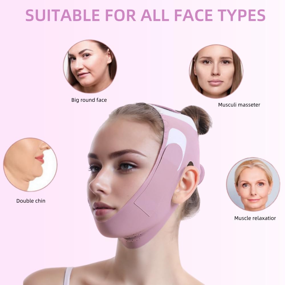Graphene V-Line Mask Chin Up Mask V Shaped Face Mask Chin strap for sleeping,Jawline Shaper,Lilac,S