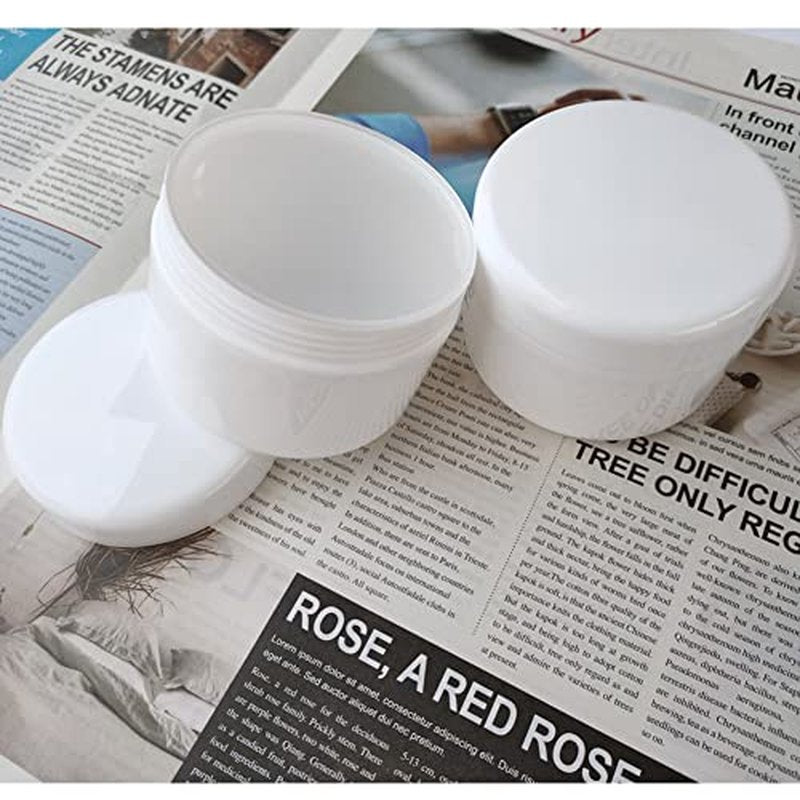 8 Pack Plastic Empty Cosmetic Containers with Lid, Portable 8 Oz 250ml Refillable Make-up Face Cream Jars Case for Body Scrub Mask Lotion Storage Pot (White)