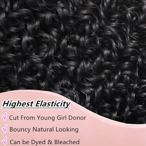 Natural Black Burmese Curly Human Hair Bundles 3Pcs 14-18 Inch Virgin Hair