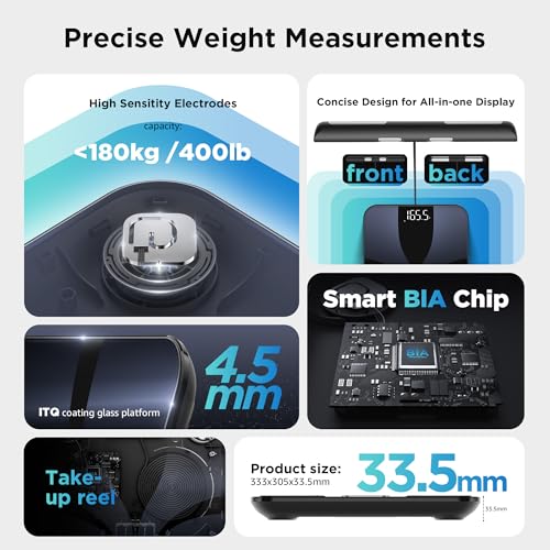 Blue Posture Body Fat Scale with Bluetooth & Voice Prompt - Full Body Composition Analyzer