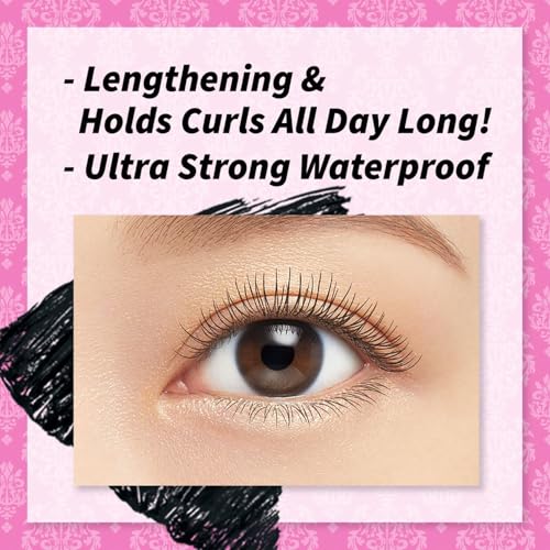 HEROINE MAKE by KISSME Smudge Proof Mascara Black, Volume and Length by Defining Fiber for Long and Curl Eye Makeup for Women, Tubing Mascara Made in Japan, Black, 3 EA