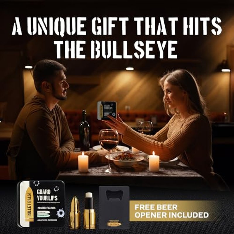 Bullet Lip Balm for Men (Vanilla & Peppermint) ? Cool Gifts for Gun Owners, Unique Gifts for Men, Tactical Gifts for Dad, All-Natural Moisturizing Lip Care