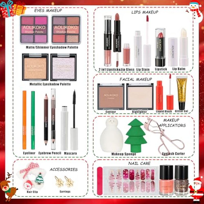 Makeup Advent Calendar 2025 for Women & Teen Girls, 24 Days Christmas Gift Makeup Sets, Xmas Countdown Calendar Full Makeup Kit Gift Set
