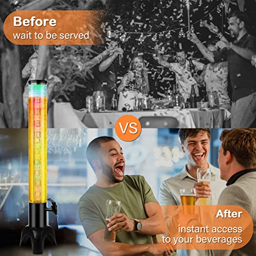2pcs Beer Dispenser Tower with Ice Tube & LED Light - 100oz Beverage Tower for Parties
