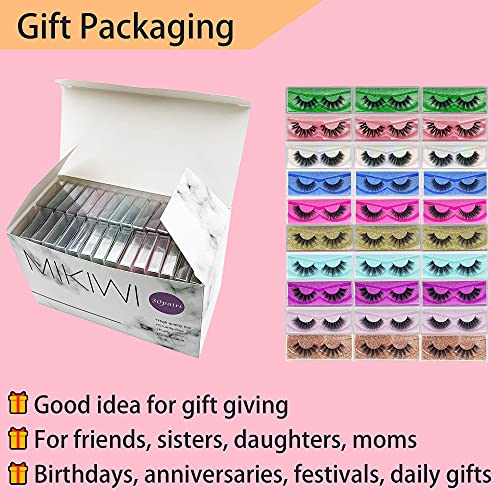30 Pairs Faux Mink Eyelashes Bulk Set - Natural Fluffy 12-20mm 5D Fake Lashes, Reusable for Makeup & Beauty