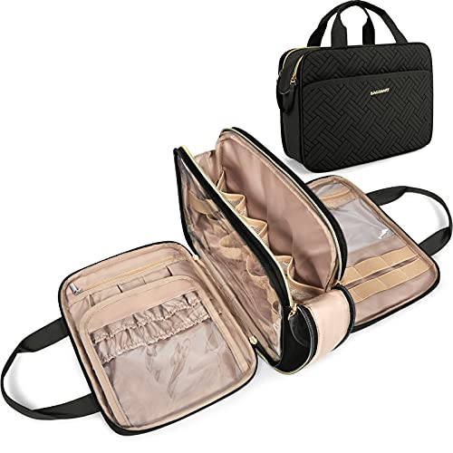 BAGSMART Medium Toiletry Bag for Women - Water-Resistant, Black
