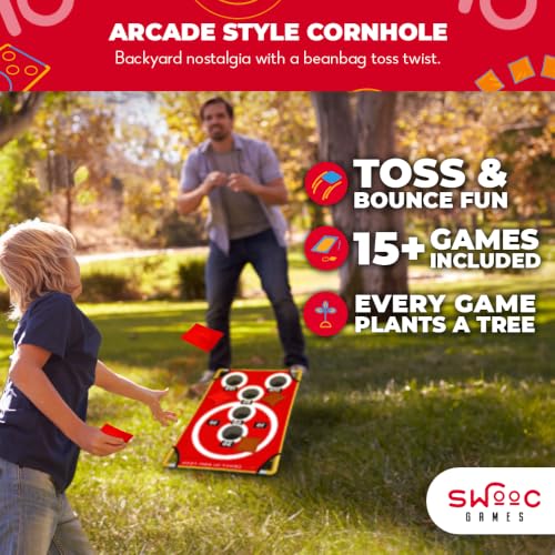 Outdoor Cornhole Set with 15+ Games and Carrying Bag - Kids & Adults Yard Game