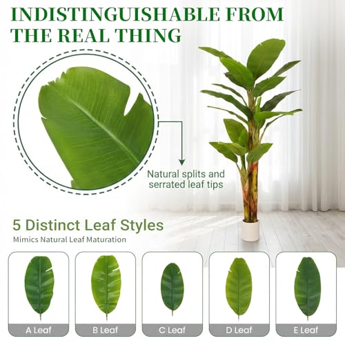 6FT Artificial Banana Tree - Large Faux Tropical Indoor Floor Plant for Home & Office Decor