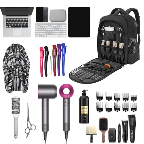 OUUTMEE Portable Barber Backpack with USB Charging for Hairdressing Tools