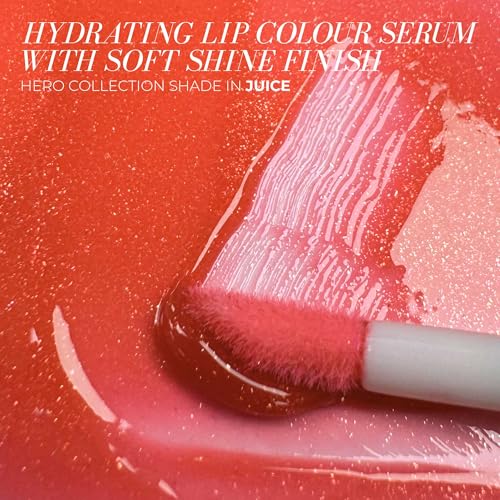 FITGLOW Beauty Lip Colour Serum | Hydrating Lip Gloss | Plumping Anti-Aging Lip Treatment | Natural Shine with Pomegranate Sterols & Collagen | Buildable Color for Dry Chapped Lips | Juice - 10g