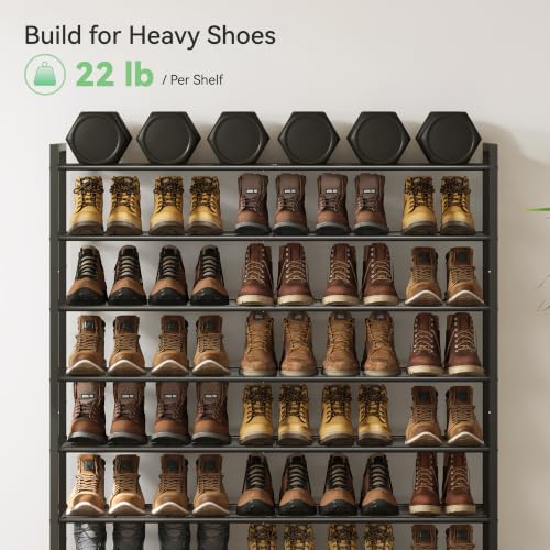 Black 12-Tier Shoe Rack Organizer for Closet - Holds 75 Pairs