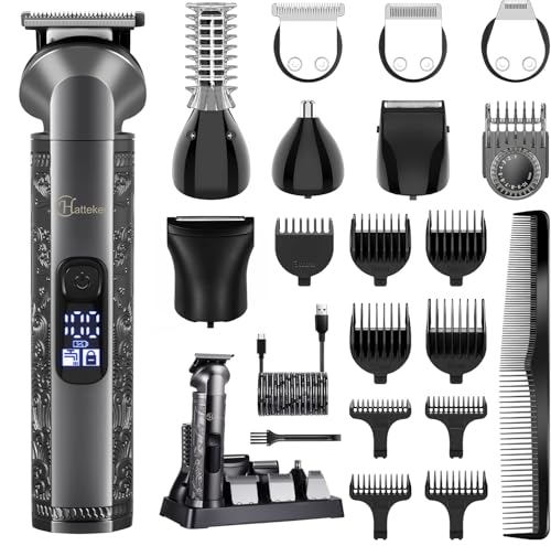 Hatteker 8-in-1 Multi-Functional Grooming Kit for Men - Gray