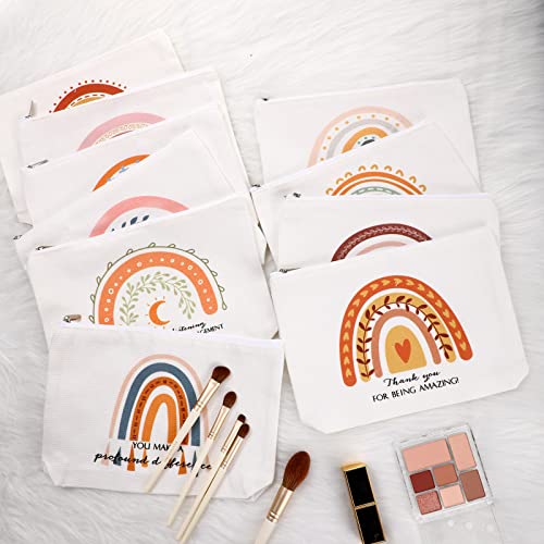 Sieral 20 Rainbow Canvas Makeup Bags with Zipper - Inspirational Gift Set