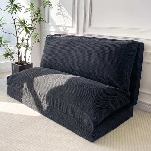MAXYOYO Folding Floor Sofa Bed 39x91 Inch Lounger with Washable Cover Black