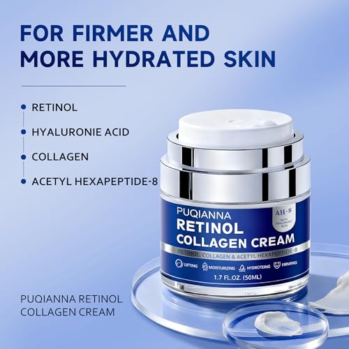 Blue Firming Neck Cream with Retinol & Peptide - Intense Anti-Wrinkle Cream for Women, Tightening Face & Neck Moisturizer with Collagen & Hyaluronic Acid, Daily Lifting Treatment