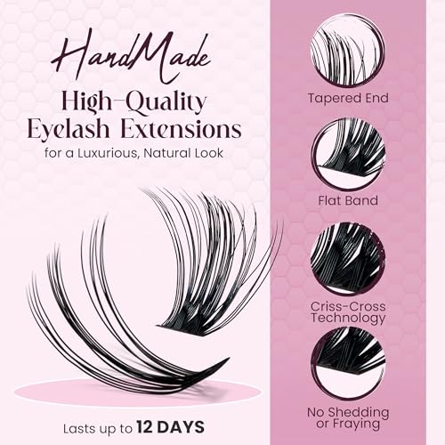 200 Individual Lash Clusters 30D 40D DIY Eyelash Extension Clusters Long-Lasting & Durable Lashes Natural Look for Home Use with applicator, BOND, SEAL AND REMOVER