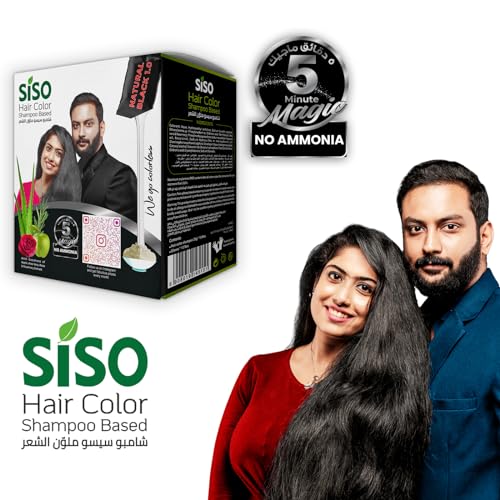 Hair Color Shampoo Natural Black 20g Pack of 20 - Grey Coverage & Shine