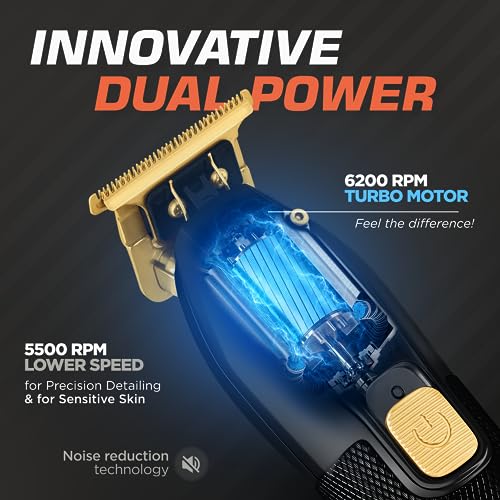 Men's Hair Trimmer Black Turbo Power with Zero Gap Blades - Precise Cutting