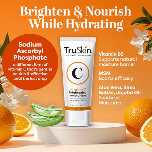 TruSkin Vitamin C Face Cream ? Brightening & Hydrating Daily Moisturizer with Vitamin E, B5, Jojoba Oil & Green Tea ? Smooth, Radiant-Looking Skin, 4 Fl Oz (Pack of 2)