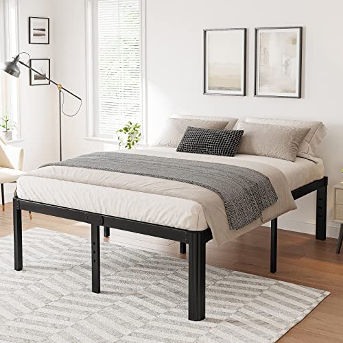 Full Size Platform Bed Frame 18 Inch Heavy Duty No Box Spring Needed - Black