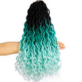 20 Inch Faux Locs Crochet Hair 5 Pack - Ombre Green Curly Braids, Light Green