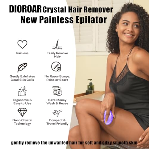 Crystal Hair Eraser,Upgrade Crystal Hair Remover,Physical Nano Glass Hair Removal Device,Painless Epilator and Exfoliator Without Shaver for Quick Soft Silky Skin(Violet)