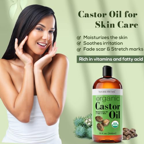 Castor Oil 32 Fl Oz - Organic Cold Pressed Moisturizer for Skin & Hair Growth - Variation of THIS Listing