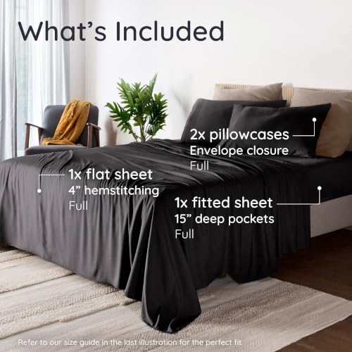 Bamboo Cooling Bed Sheet Set Full Size - 4 Pieces, Soft & Breathable