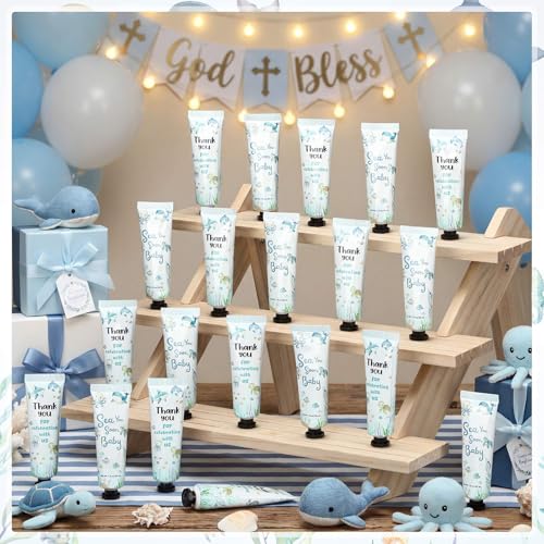 Loopeer 50 Pcs Sea You Soon Baby Shower Hand Cream Gift Bulk Set Double Side Design Thank You for Celebrating with Me for Under the Sea Themed Baby Shower Birthday Party Favors