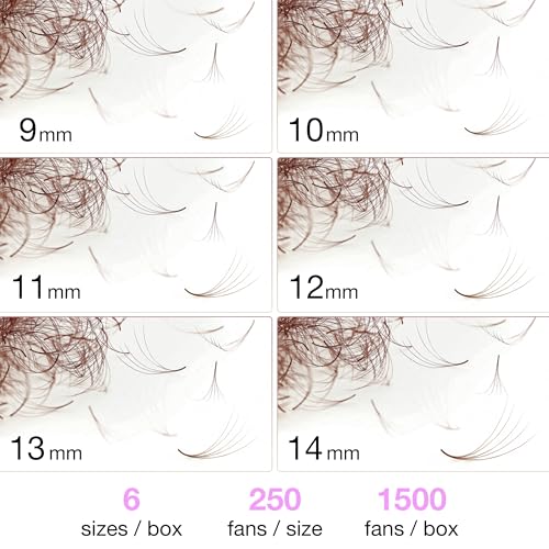 Curacoro Dark Brown Promade 5D Volume Lash Fans 9-14mm CC Curl for Eyelash Extensions